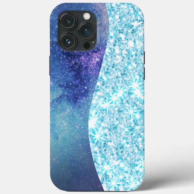 Blue Luxury Modern gradient galaxy glitter star (Baksida)