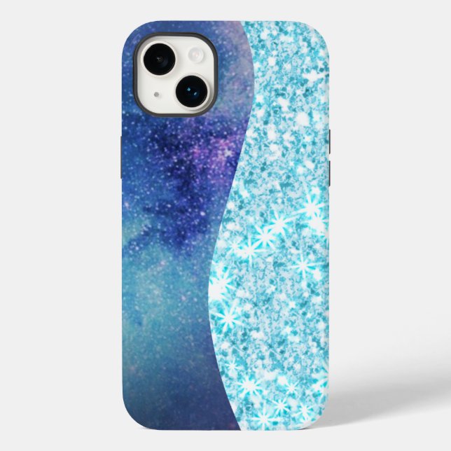 Blue Luxury Modern gradient galaxy glitter star (Baksida)
