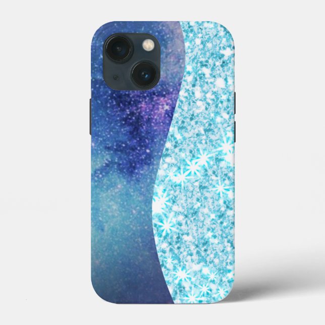 Blue Luxury Modern gradient galaxy glitter star (Baksida)