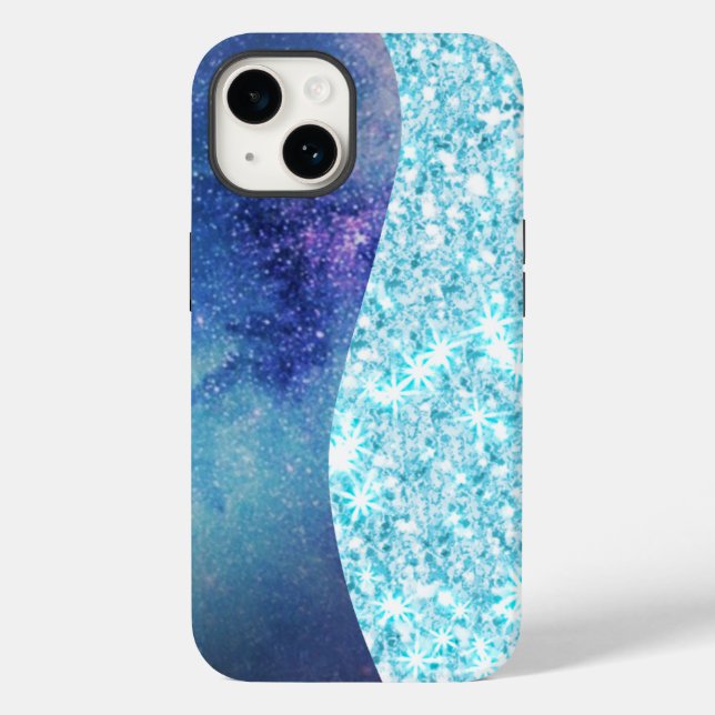 Blue Luxury Modern gradient galaxy glitter star (Baksida)