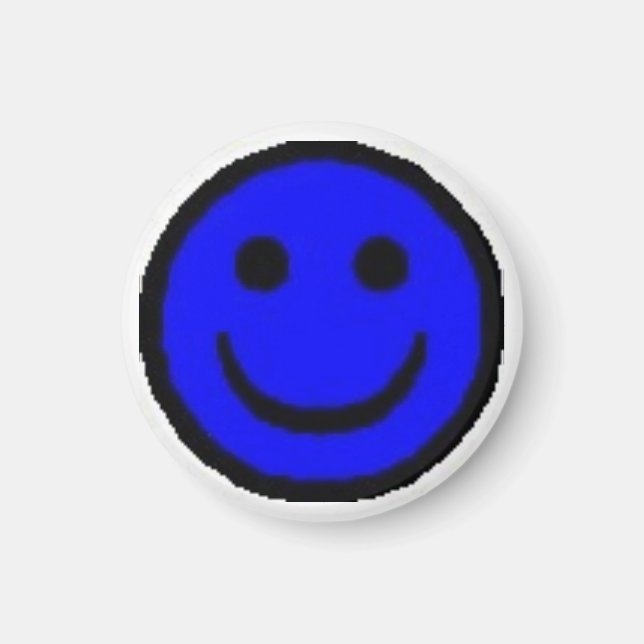 Blue Lycklig Ansikte Magnet (Framsidan)