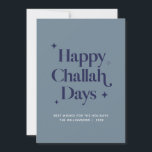 Blue Lycklig Challah Days Funny Hanukkah Julkort<br><div class="desc">© Gorjo Designs. Gade åt dig via Zazzle-plattformen. // Behöver du hjälp med att anpassa din design? Har andra idéer? Kontakta mig gärna (Zoe) direkt via kontaktknappen nedan.</div>