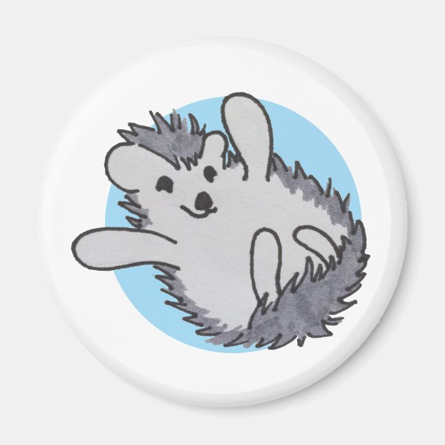Blue Lycklig Cute Hedgehog Magnet (Framsidan)