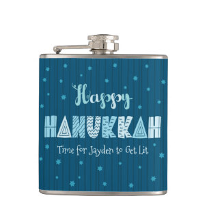 Blue Lycklig Hanukkah Typography Star of David Nam Fickplunta