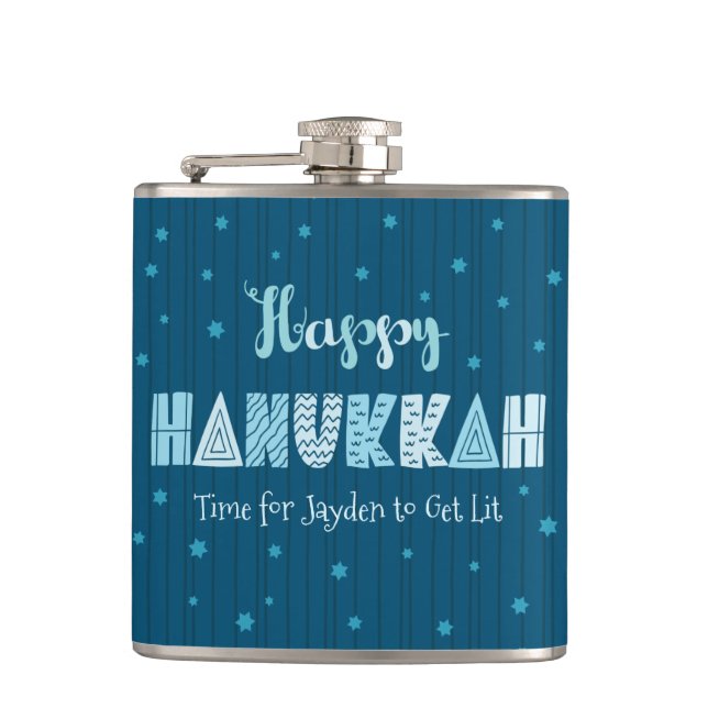 Blue Lycklig Hanukkah Typography Star of David Nam Fickplunta (Framsidan)