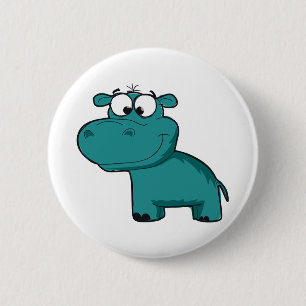 Blue Lycklig Hippo Knapp