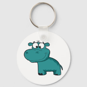 Blue Lycklig Hippo Nyckelring