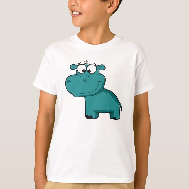 Blue Lycklig Hippo Tee (Framsida)