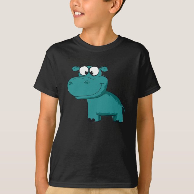 Blue Lycklig Hippo Tee (Framsida)