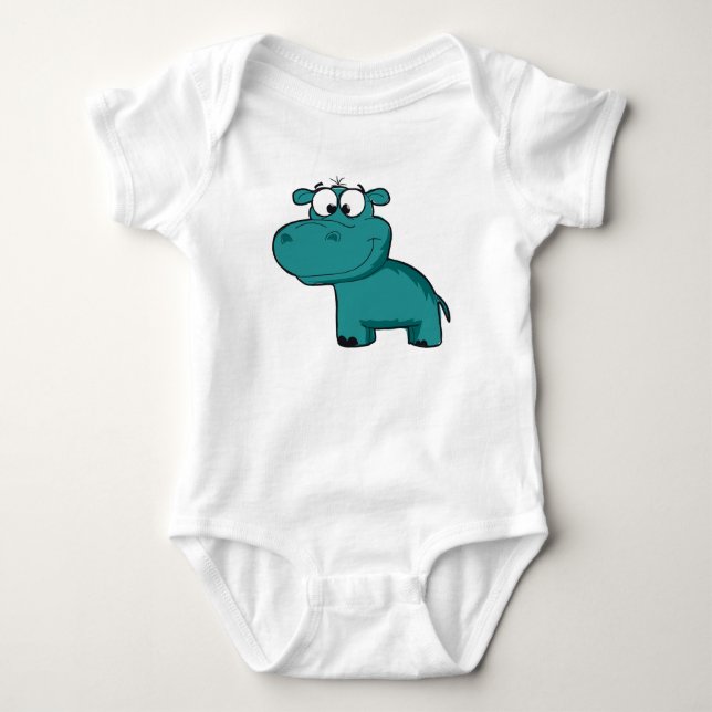Blue Lycklig Hippo Tee Shirt (Framsida)