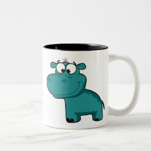 Blue Lycklig Hippo Två-Tonad Mugg