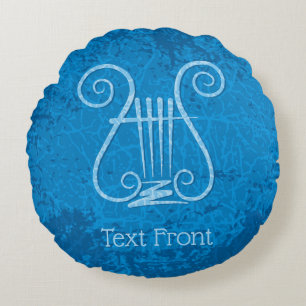Blue Lyre Background Rund Kudde
