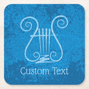 Blue Lyre Background Underlägg Papper Kvadrat