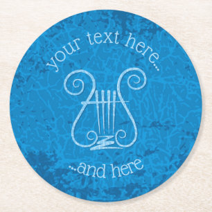 Blue Lyre Background Underlägg Papper Rund