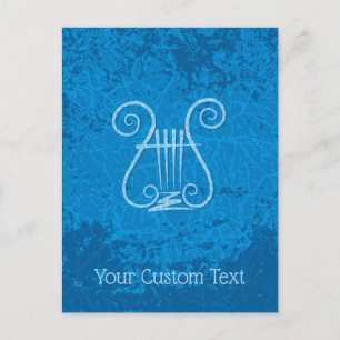 Blue Lyre Background Vykort
