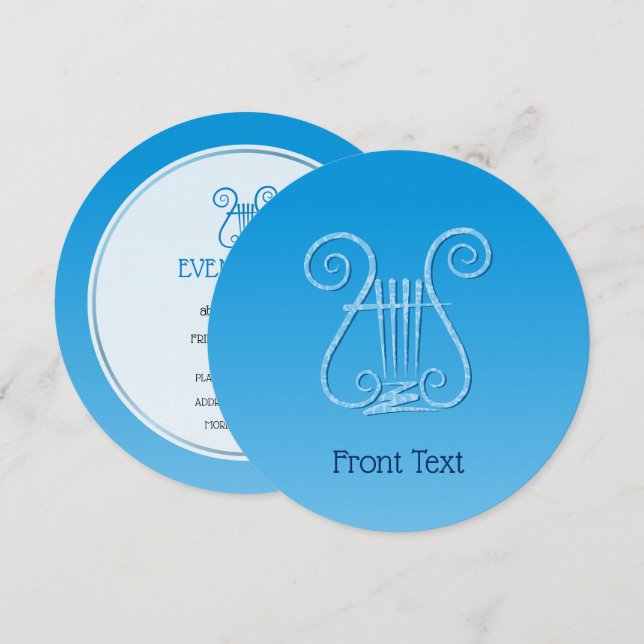 Blue Lyre Inbjudningar (Fram/baksida)