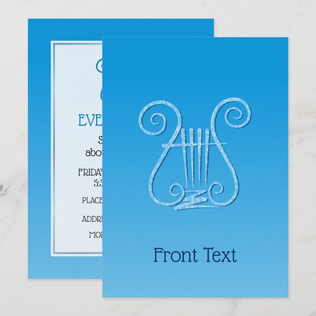 Blue Lyre Inbjudningar (Fram/baksida)