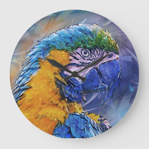 Blue Macaw Parrot Stor Klocka