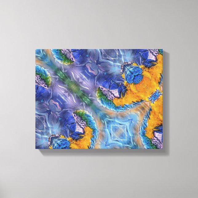 Blue Macaw Playful Parrot Art Canvastryck (Framsida)