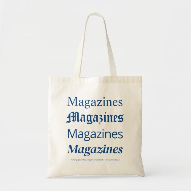 Blue Magazines Tote Bag, Trendy Fashion Tote Bag Tygkasse (Framsidan)
