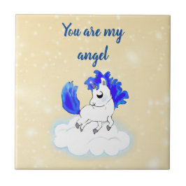 Blue Magical and funny little unicorn Kakelplatta