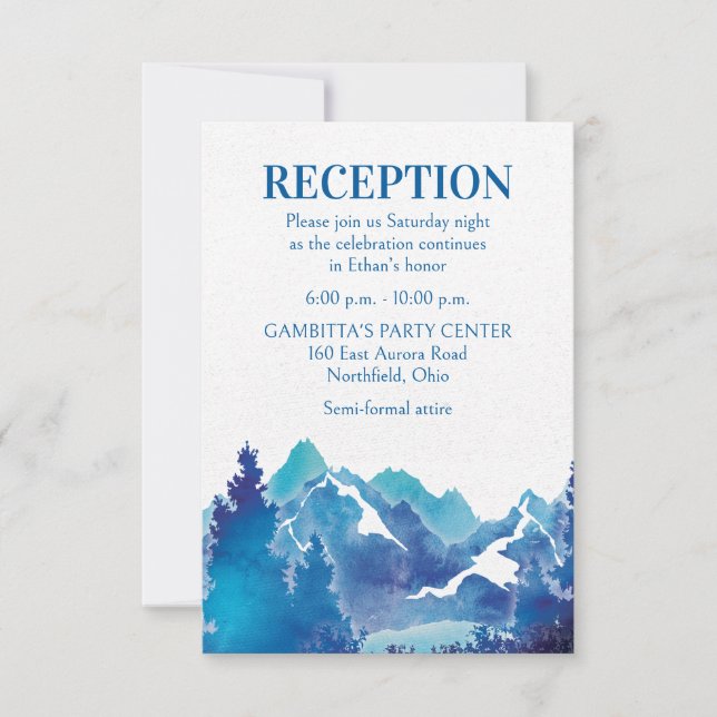 Blue Majestic Mountain Mitzvah Party Card Inbjudningar (Framsida)