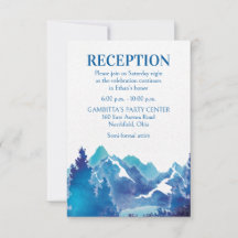 Blue Majestic Mountain Mitzvah Party Card