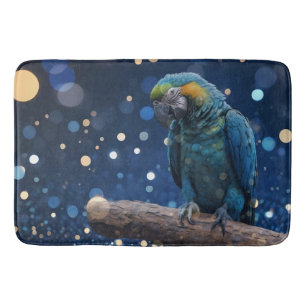 Blue Majesty: Blue Macaw on Dreamy Blue Bokeh, Badrumsmatta