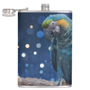 Blue Majesty: Blue Macaw on Dreamy Blue Bokeh, Fickplunta
