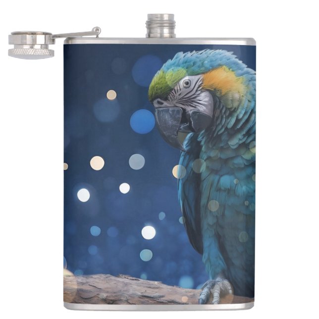 Blue Majesty: Blue Macaw on Dreamy Blue Bokeh, Fickplunta (Öppnad)
