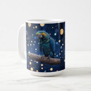 Blue Majesty: Blue Macaw on Dreamy Blue Bokeh, Kaffemugg