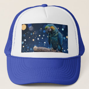 Blue Majesty: Blue Macaw on Dreamy Blue Bokeh, Keps