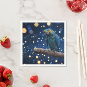 Blue Majesty: Blue Macaw on Dreamy Blue Bokeh, Pappersservett
