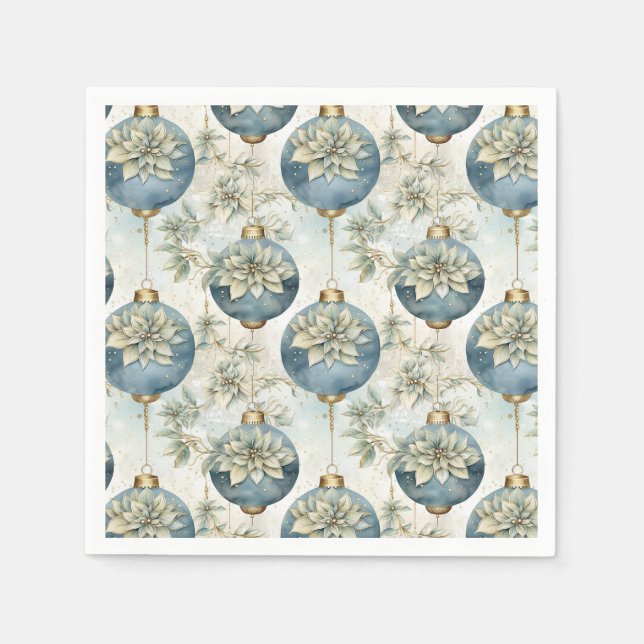 Blue Majesty Elegant Blue Guld Julsenor Pappersservett (Framsidan)