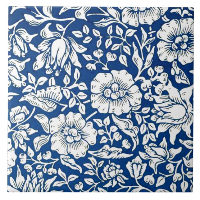 Blue Mallow, vintage mönster Kakelplatta (Framsidan)