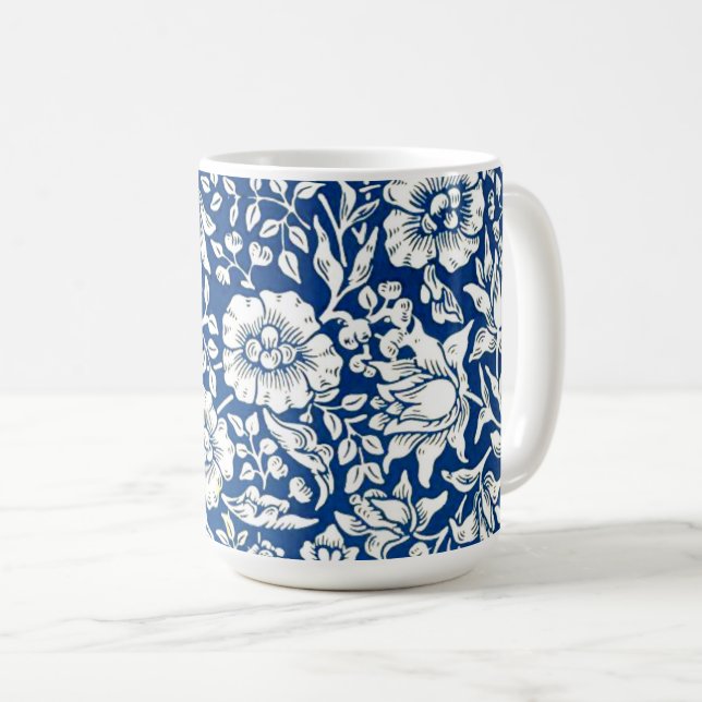 Blue Mallow vintage mönster Mugg (Framsida höger)