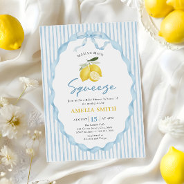 Blue Mamas stora kläm citron baby shower Inbjudningar