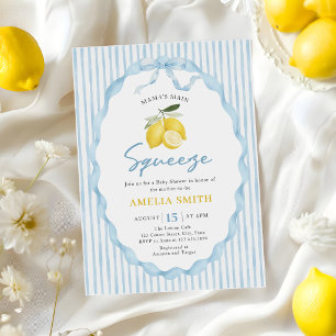 Blue Mamas stora kläm citron baby shower Inbjudningar