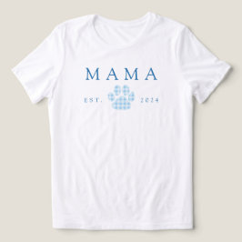Blue Mamma Gingham Paw Skriv ut födelsedag T Shirt