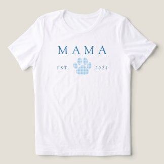 Blue Mamma Gingham Paw Skriv ut födelsedag T Shirt