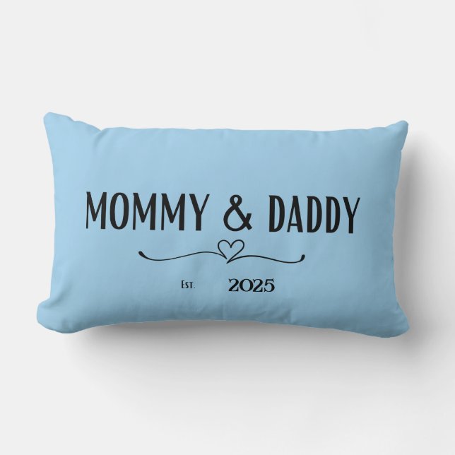 Blue Mamma och pappa Est. År Pillow Lumbarkudde (Framsida)