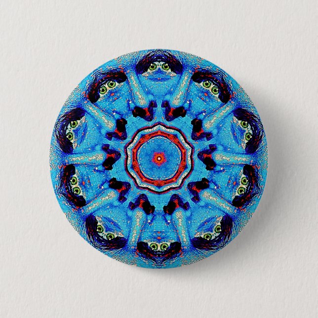Blue Man Mandala Button Knapp (Framsida)