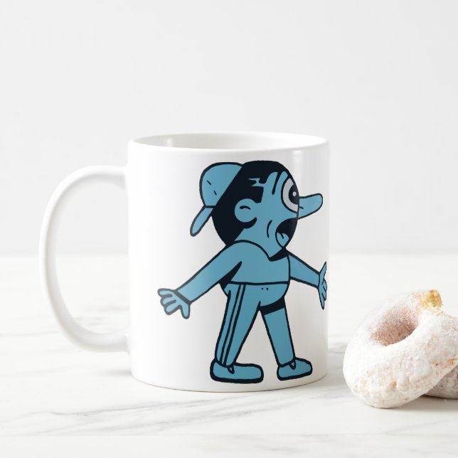 Blue Man Walks Hund. Kaffemugg (Med munk)