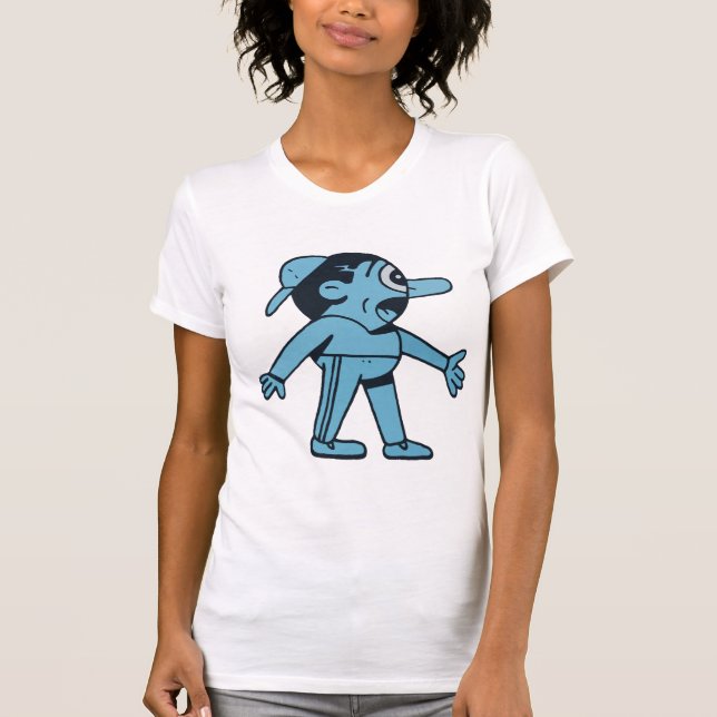 Blue Man Walks Hund. T Shirt (Framsida)