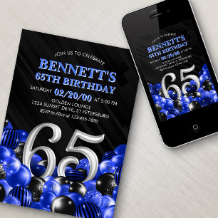 Blue Manar 65e Birthday Inbjudningar