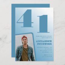 Blue Manar Photo gradient 41:a födelsedagsinbjudni