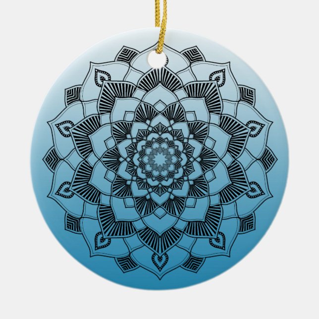 Blue Mandala Abstrakt - vacker jul Julgransprydnad Keramik (Framsidan)