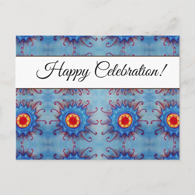 Blue Mandala Anpassningsbar Firande vykort (Framsida)