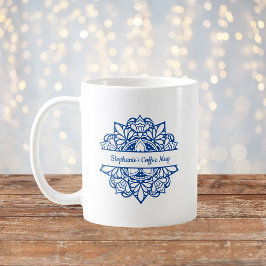 Blue Mandala Art Personlig Namn Coffee Mugg