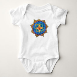 Blue Mandala Baby Jersey Bodydress, White Tee Shirt